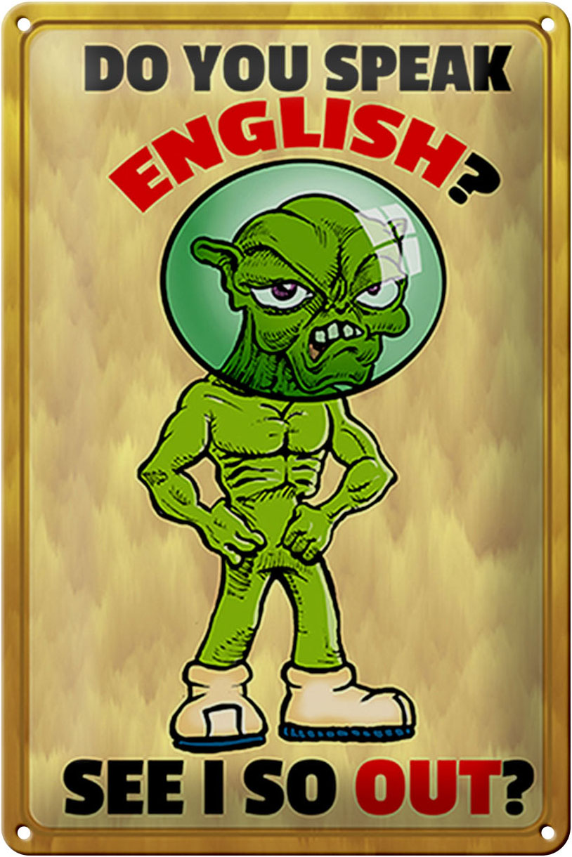 Schild Blech 20x30 cm - Made in Germany - Do you speak english See i so out Metall Deko Schild