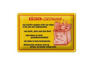 Schild Blech 30x20cm - Made in Germany - Hinweis Küchen Ordnung Geschirr Spüle Metall Hinweis Schild