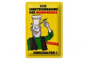 Schild Blech 20x30cm - Made in Germany - Vor Inbetriebnahme des Mundwerks