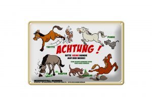 Schild Blech 30x20cm - Made in Germany - Achtung keine Hunde auf Weide Metall Deko Schild