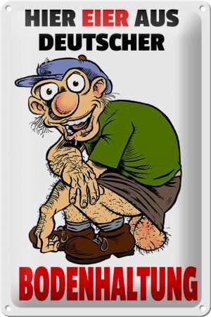 Schild Blech 20x30 cm - Made in Germany - Hier Eier aus deutscher Bodenhaltung Metall Deko Hinweis Schild