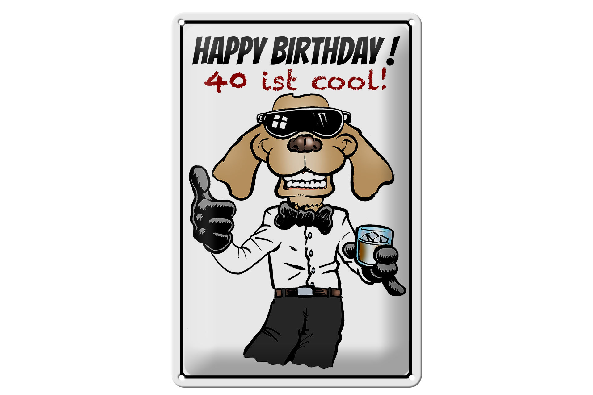 Schild Blech 20x30cm - Made in Germany - Spruch Happy Birthday 40 is cool Metall Deko Schild