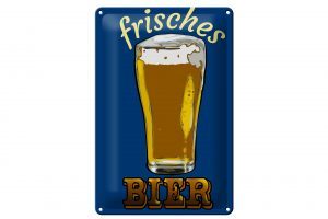 Schild Blech 20x30cm - Made in Germany - frisches Bier Bierglas Metall Deko Schild
