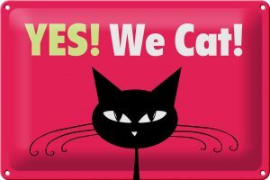 Schild Blech 30x20cm - Made in Germany - Spruch Yes We cat Katze Metall Deko Schild