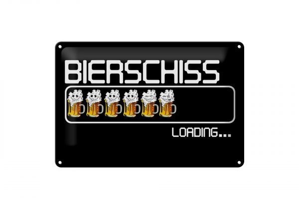 Schild Blech 30x20cm - Made in Germany - Bierschiss Loading 6 Biergläser Metall Deko Schild