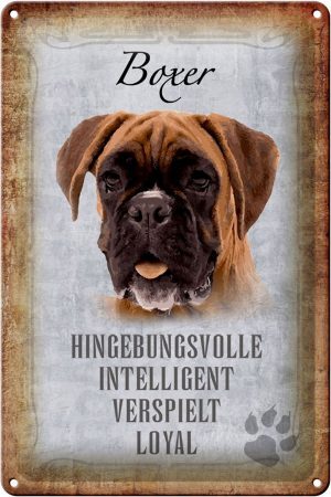 Schild Blech 20x30cm - Made in Germany - Spruch Boxer Hund intelligent Metall Deko Schild