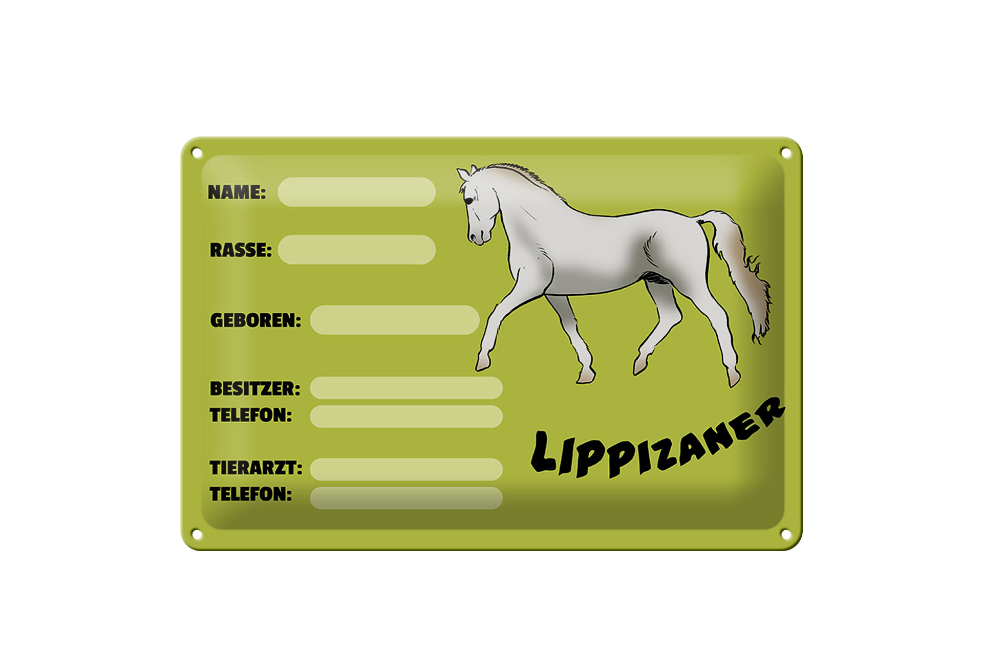 Schild Blech 30x20cm - Made in Germany - Steckbrief Lippizaner Angaben Name Besitzer Metall Deko Schild