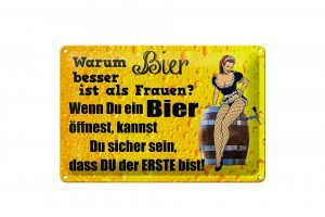Schild Blech 30x20cm - Made in Germany - Pinup Warum Bier besser ist als Frauen Metall Deko Schild
