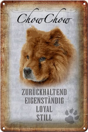 Schild Blech 20x30cm - Made in Germany - Spruch Chow Chow Hund loyal Metall Deko Schild
