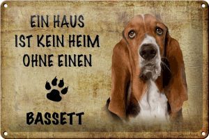 Schild Blech 30x20cm - Made in Germany -Bassett Haus ist kein Heim ohne Metall Deko Schild