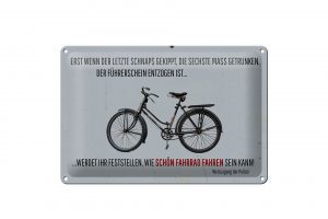 Schild Blech 30x20cm - Made in Germany - Spruch Wenn der letzte Schnaps gekippt Metall Deko Schild