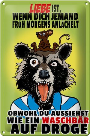 Schild Blech 20x30 cm - Made in Germany - Liebe ist wenn morgens angelächelt Metall Deko Schild