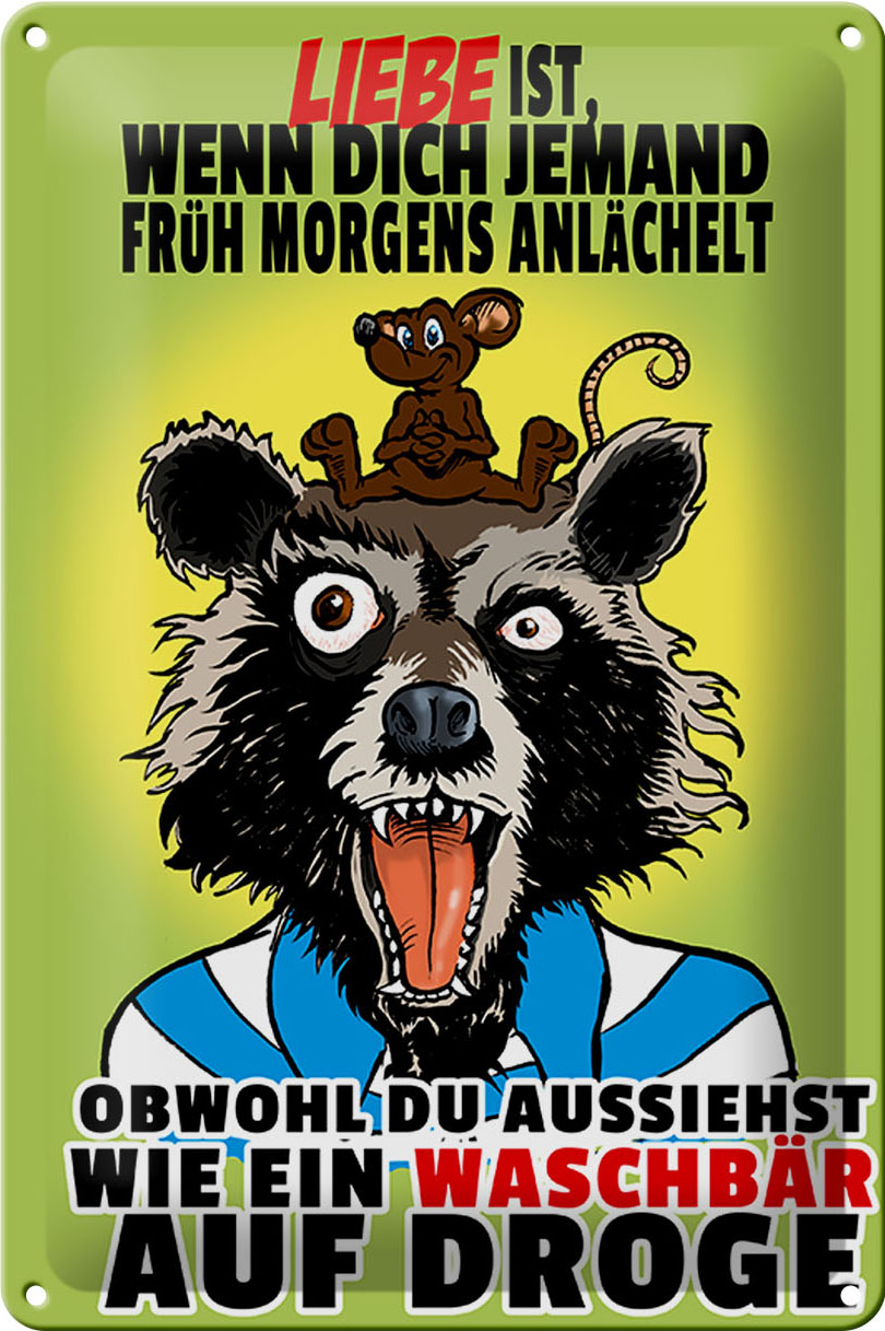 Schild Blech 20x30 cm - Made in Germany - Liebe ist wenn morgens angelächelt Metall Deko Schild