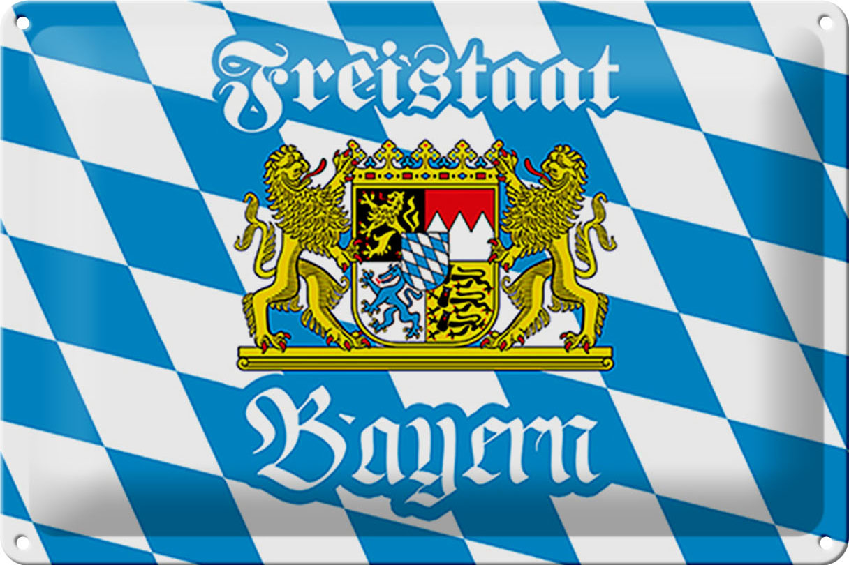 Schild Blech 30x20 cm - Made in Germany - Freistaat Bayern Wappen Metall Deko Schild