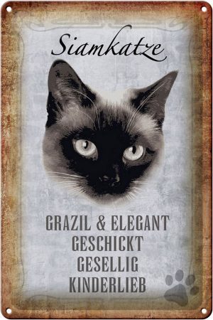 Schild Blech 20x30cm - Made in Germany - Spruch Siamkatze Katze grazil Metall Deko Schild
