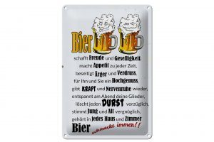 Schild Blech 20x30cm - Made in Germany - Bier schmeckt immer Freude Metall Deko Schild