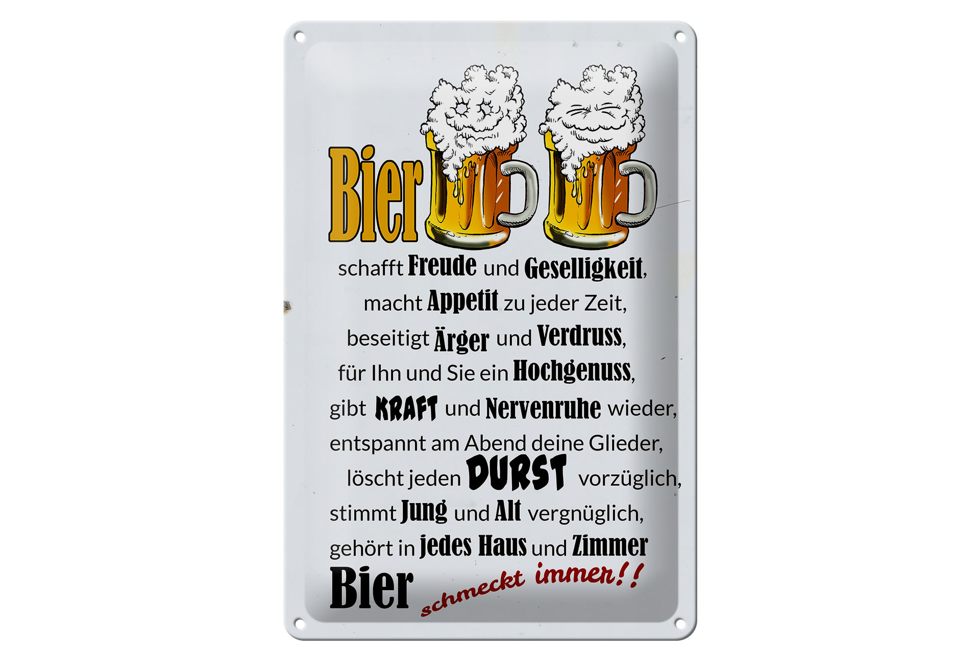 Schild Blech 20x30cm - Made in Germany - Bier schmeckt immer Freude Metall Deko Schild