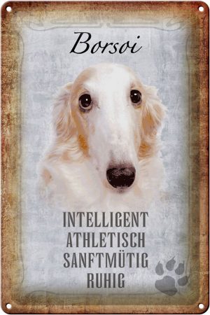 Schild Blech 20x30cm - Made in Germany - Spruch Borsoi Hund athletisch Metall Deko Schild