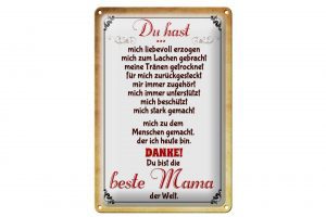 Schild Blech 20x30cm - Made in Germany - Spruch Danke du bis die Beste Mama