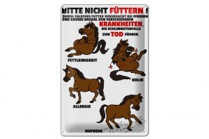 Schild Blech 20x30cm - Made in Germany - Hinweis bitte nicht füttern Pferd krank Metall Hinweis Schild