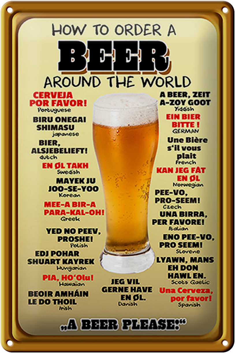 Schild Blech 20x30 cm - Made in Germany - How to order a Beer please Metall Deko Schild