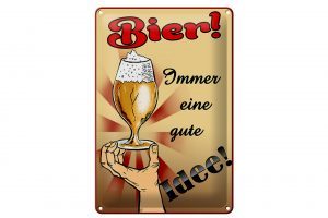 Schild Blech 20x30cm - Made in Germany - Bier immer gute Idee