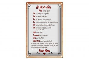 Schild Blech 20x30cm - Made in Germany - Spruch Kind denk immer daran deine Mama