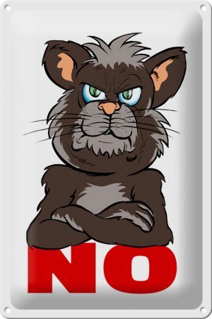 Schild Blech 20x30 cm - Made in Germany - Katze NO Nein Tiere Metall Deko Schild