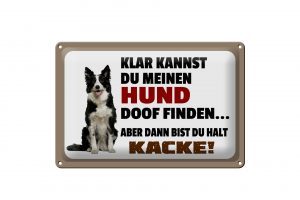 Schild Blech 30x20cm - Made in Germany - Spruch klar kannst du Hund doof finden