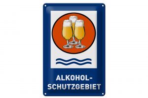 Schild Blech 20x30cm - Made in Germany - Bier Schutzgebiet Biergläser Metall Deko Schild