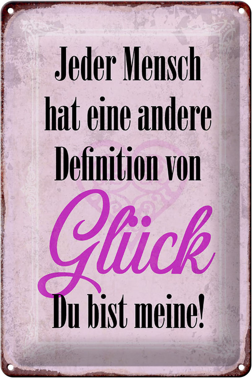 Schild Blech 20x30cm - Made in Germany - Spruch Glück du bis meine Metall Deko Blechschild