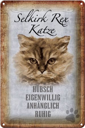 Schild Blech 20x30cm - Made in Germany - Spruch Selkirk Rex Katze ruhig Metall Deko Schild