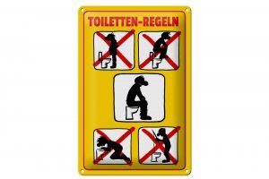 Schild Blech 20x30cm - Made in Germany - Hinweis Toiletten Regeln Metall Hinweis Schild