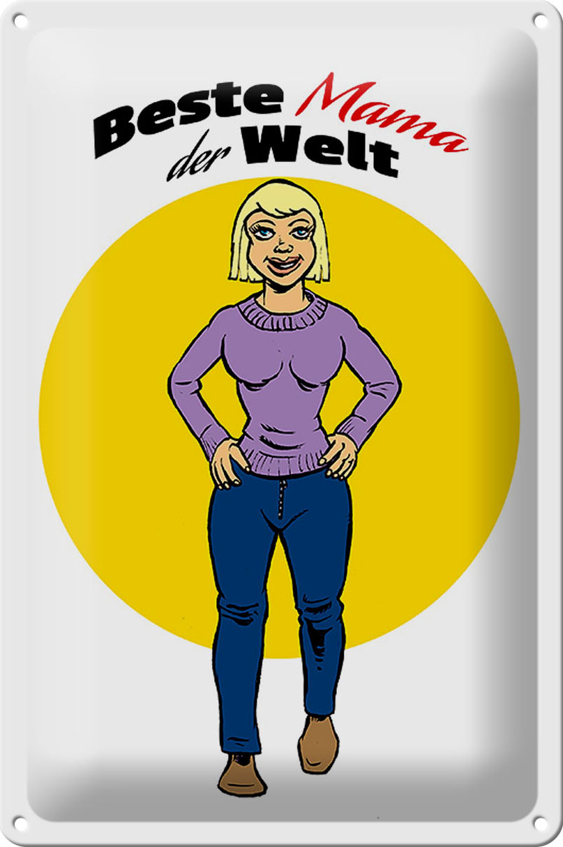 Schild Blech 20x30 cm - Made in Germany - Beste Mama der Welt Metall Deko Schild
