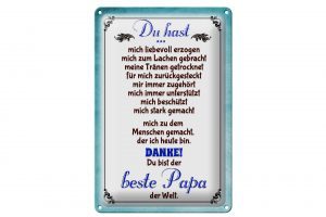 Schild Blech 20x30cm - Made in Germany - Spruch Danke du bis der Beste Papa