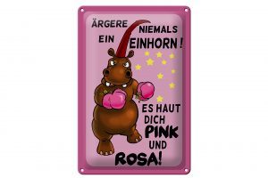 Schild Blech 20x30cm - Made in Germany - ärgere niemals haut pink rosa