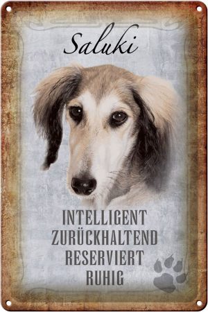 Schild Blech 20x30cm - Made in Germany - Spruch Saluki Hund ruhig Metall Deko Blechschild
