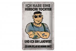 Schild Blech 20x30cm - Made in Germany - Spruch ich habe eine hübsche Tochter Metall Deko Schild