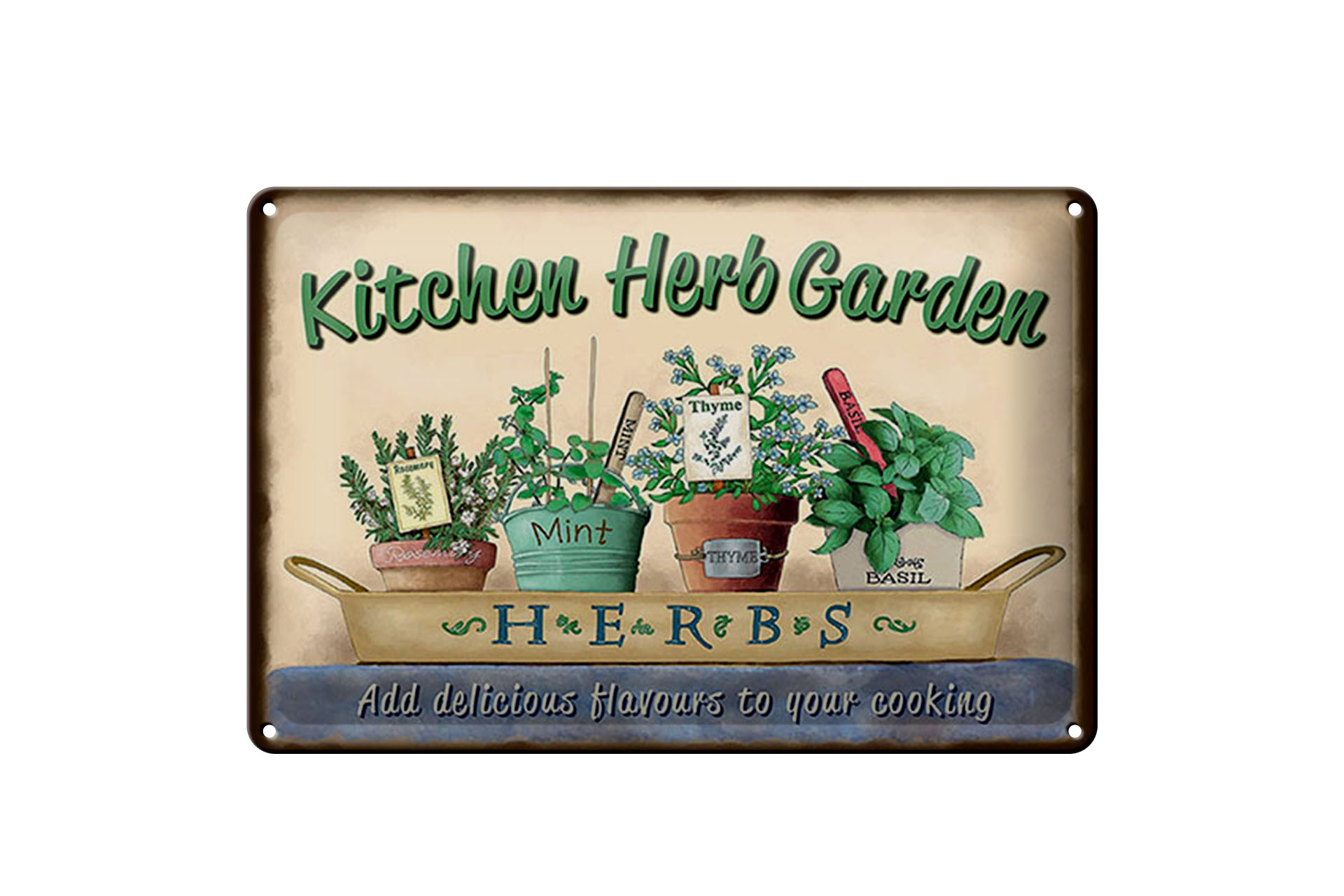 Schild Blech 30x20cm - Made in Germany - Spruch Garten - Kirchen Herb Garden Mint Thyme