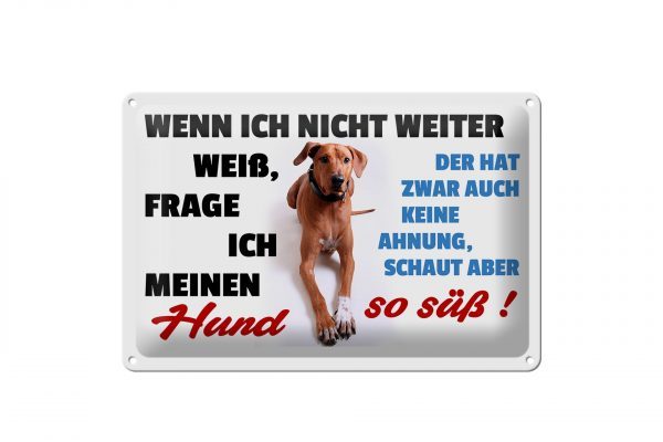 Schild Blech 30x20cm - Made in Germany - Spruch wenn ich nicht weiter weiß Hund
