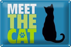 Schild Blech 30x20cm - Made in Germany - Katzenliebhaber meet the cat Katze Metall Deko Schild