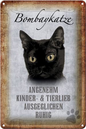 Schild Blech 20x30cm - Made in Germany - Spruch Bombaykatze Katze Metall Deko Schild