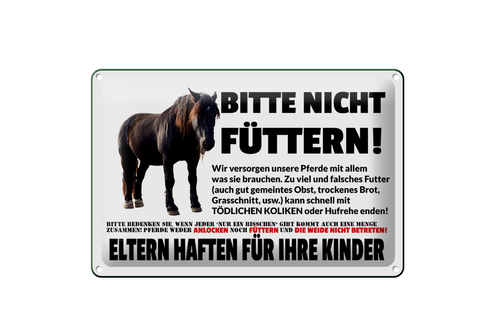 Schild Blech 20x30cm - Made in Germany - Verbotsschild bitte nicht füttern Metall Hinweis Schild