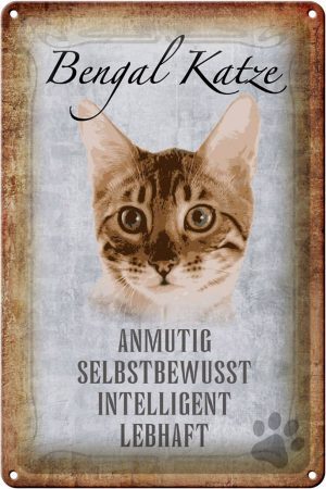 Schild Blech 20x30cm - Made in Germany - Spruch Bengal Katze Metall Deko Schild