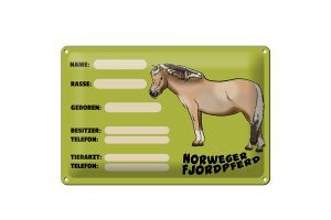 Schild Blech 20x30cm - Made in Germany - Norweger Fjordpferd Angaben Name Metall Deko Schild