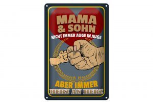 Schild Blech 20x30cm - Made in Germany - Spruch Mama und Sohn immer Herz an Herz