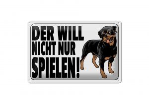 Schild Blech 30x20cm - Made in Germany - Hinweis Hund will nicht nur spielen
