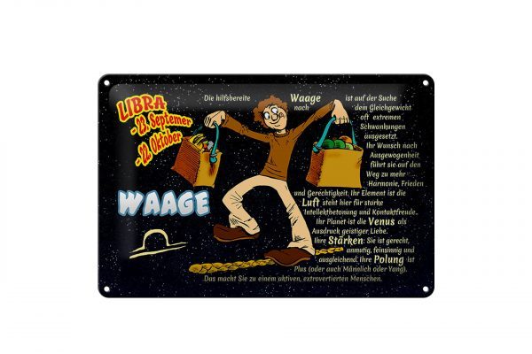 Schild Blech 30x20cm - Made in Germany - Sternzeichen Waage Planet Venus Metall Deko Schild