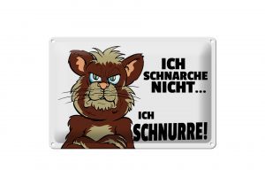 Schild Blech 30x20cm - Made in Germany - ich schnarche nicht ich schnurre Metall Deko Schild