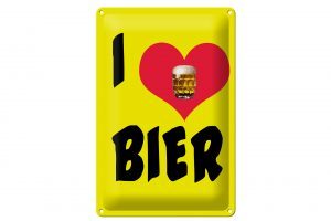 Schild Blech 20x30cm - Made in Germany - I love Bier Metall Deko Schild